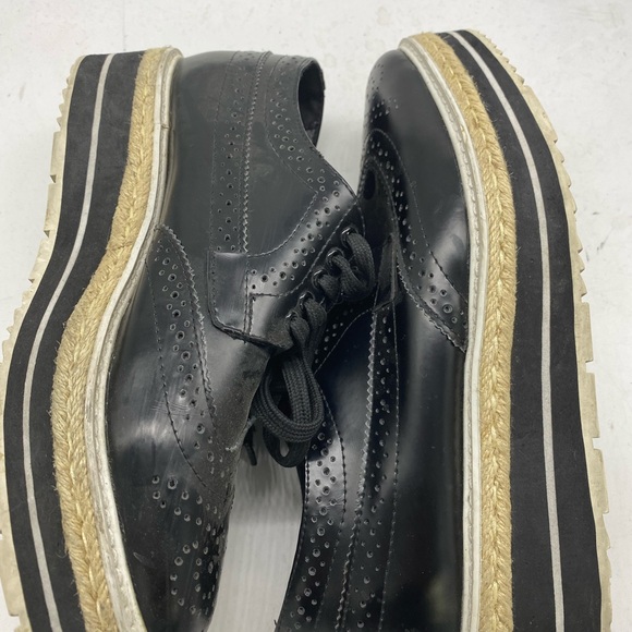 Prada espadrilles lace up platform black sz 39/8 - Picture 3 of 8